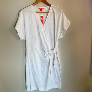 NWT Women’s Joe Fresh Short Sleeve Wrap Dress, White, size L